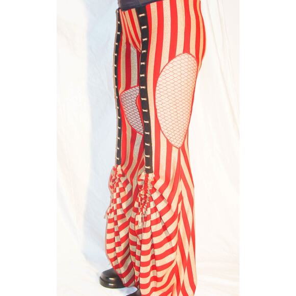 Cirque Burlesque Circus Red Gold Striped Bellydance Garter Festival Pants - Picture 3 of 3
